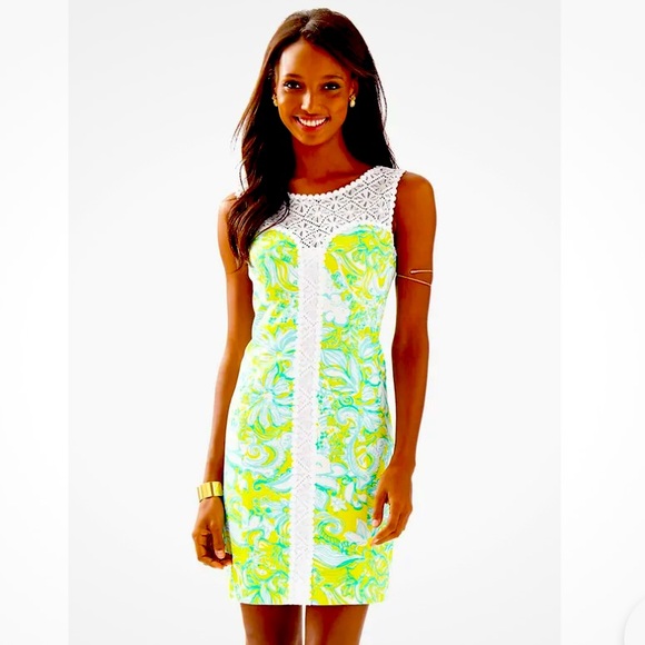Lilly Pulitzer Dresses & Skirts - Lilly Pulitzer Sofia Dandelion Yellow Beach Gypsies Lace Shift Dress